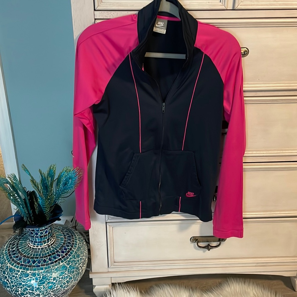 Nike Pink and Black Girls Zip Up Jacket size large (12-14)